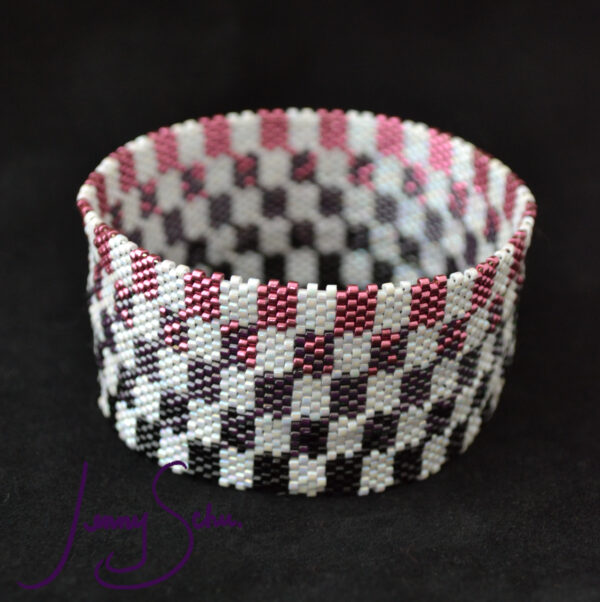 Pink Purple and Black Checker Fade Bangle by Jenny Schu