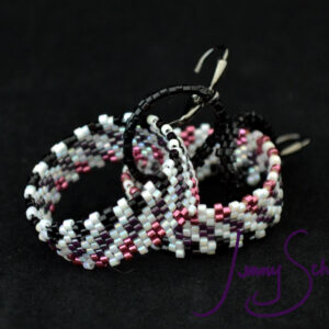 Made-to-Order Checker Fade Circlet Earrings; White with Pink Plum Black